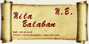 Mila Balaban vizit kartica